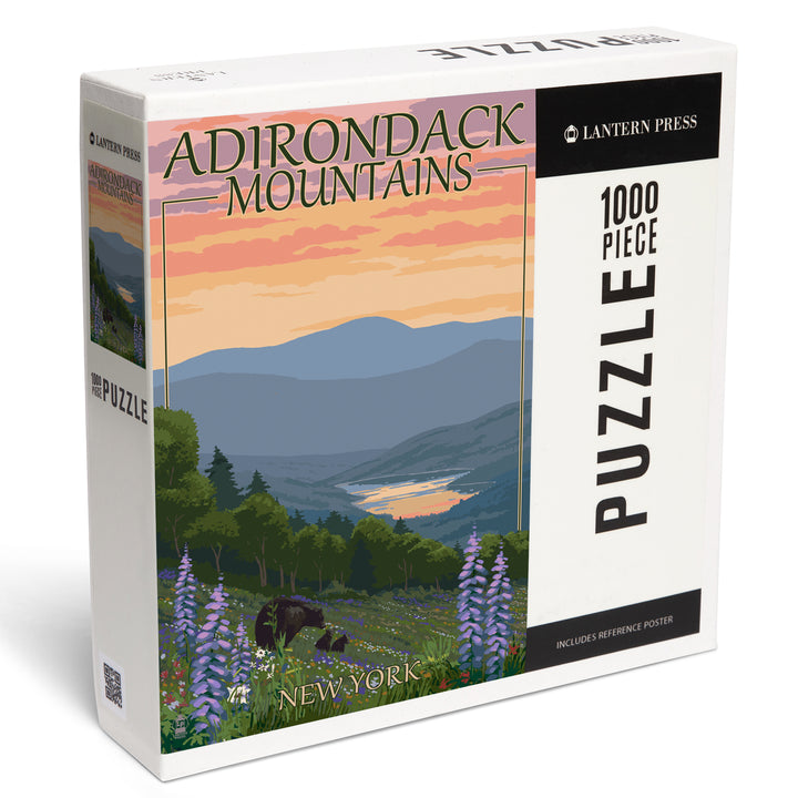 Adirondacks Mountains, New York State, Bears and Spring Flowers, Jigsaw Puzzle