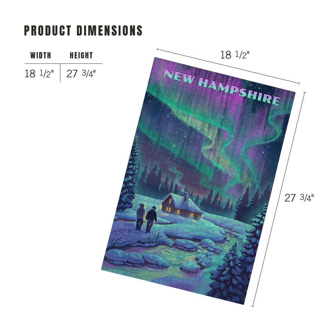 New Hampshire, Northern Lights and Cabin, 1000 Piece Jigsaw Puzzle
