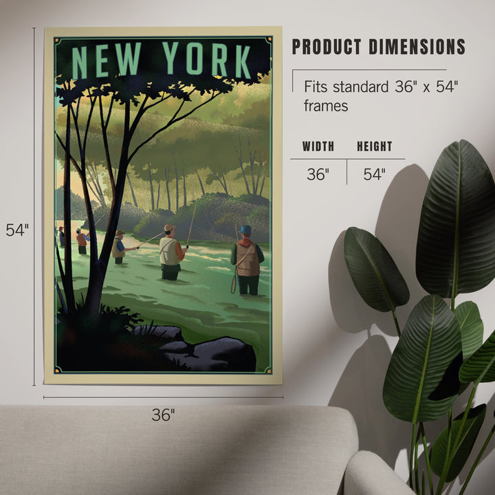 New York, Fishing, Lithograph, Art & Giclee Prints