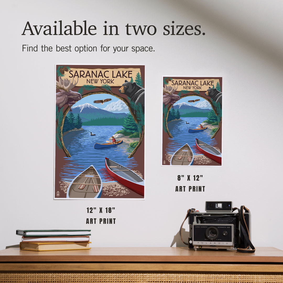 Saranac Lake, New York, Adirondacks Canoe Scene, Art & Giclee Prints