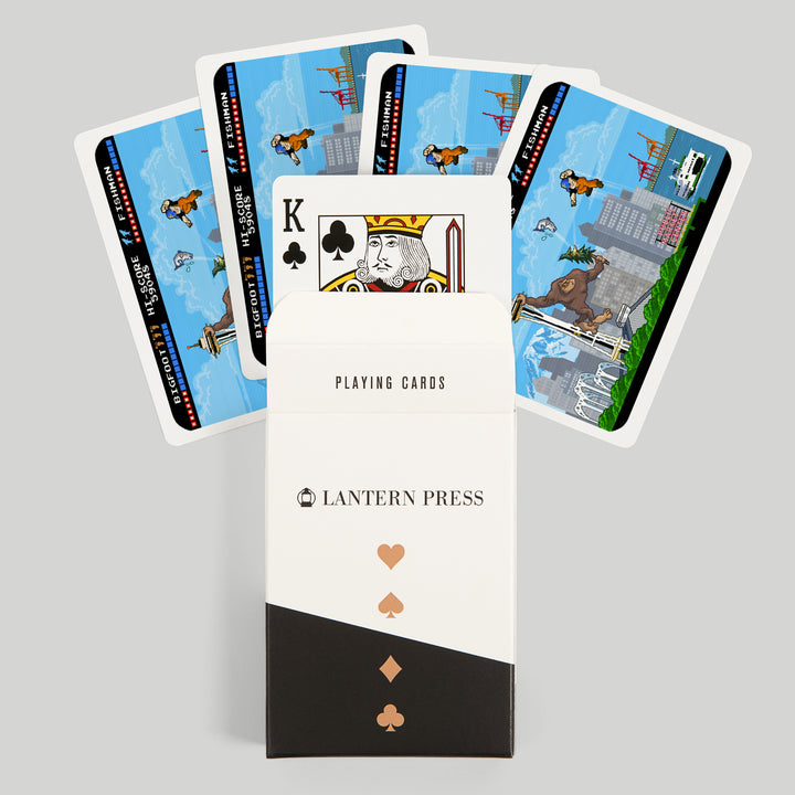 Playing Cards, Seattle, Washington, 8-Bit Retro Video Game, 52 Card Deck with Jokers in Box, Unique Art