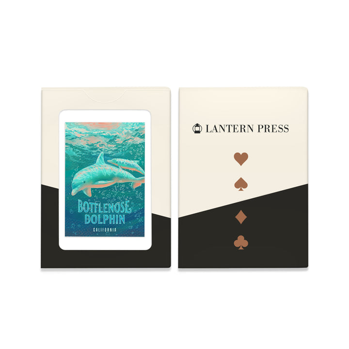 Playing Cards, California, Fluid Linework, Bottlenose Dolphin, 52 Card Deck with Jokers in Box, Unique Art