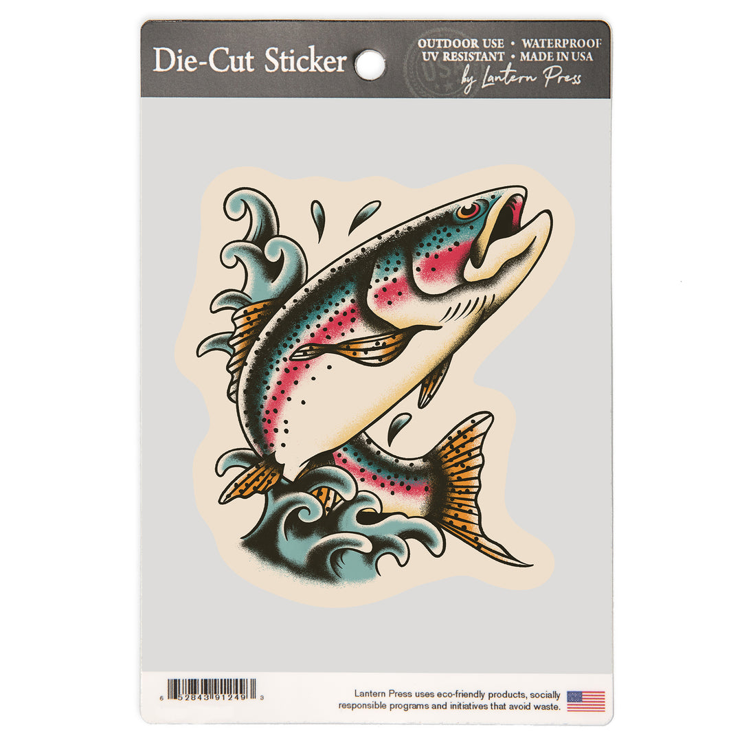 American Traditional, Trout Fishing, Vinyl Sticker