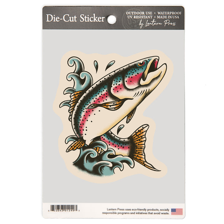American Traditional, Trout Fishing, Vinyl Sticker