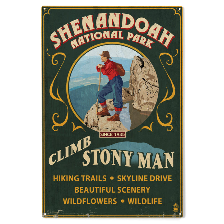 Shenandoah National Park, Virginia, Climb Stony, Wood Sign and Postcards