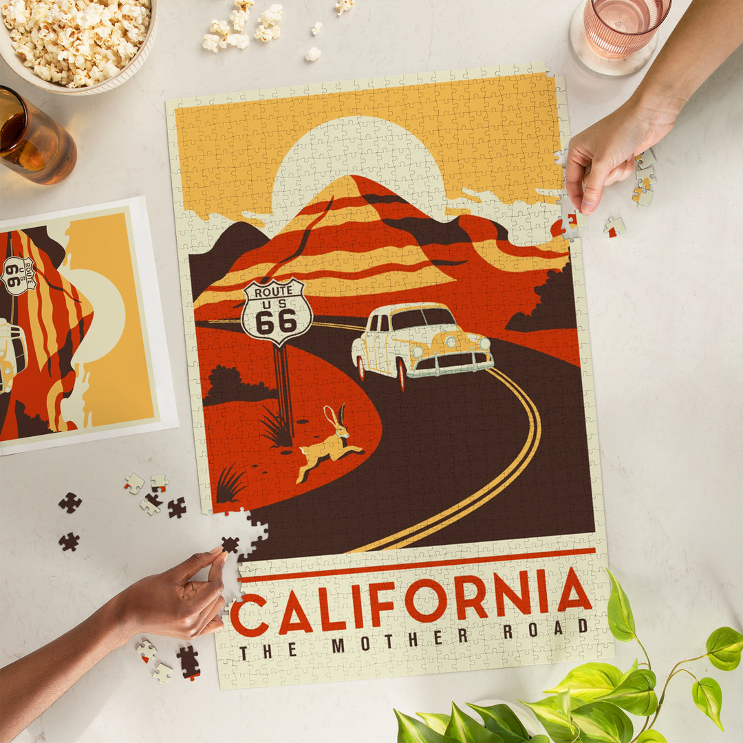 California, Route 66, Mother Road, Simplified, Jigsaw Puzzle
