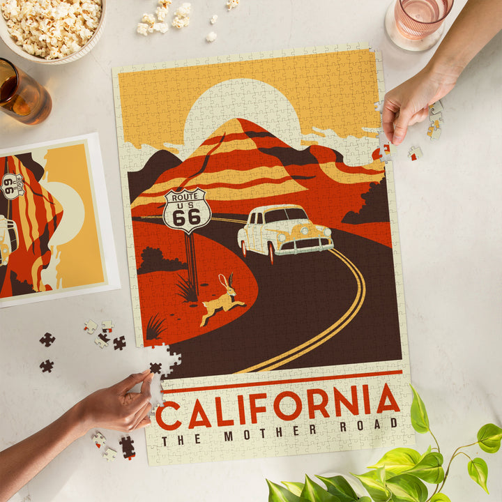 California, Route 66, Mother Road, Simplified, Jigsaw Puzzle
