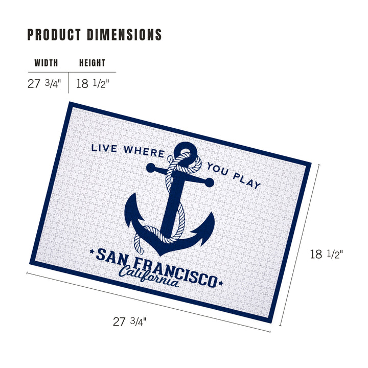 San Francisco, California, Blue and White Anchor, 1000 Piece Jigsaw Puzzle