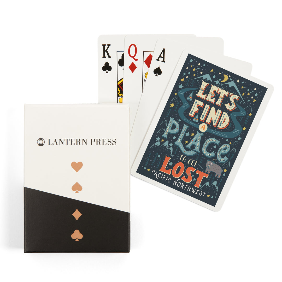 Playing Cards, Pacific Northwest, Let's Find a Place to Get Lost, 52 Card Deck with Jokers in Box, Unique Art