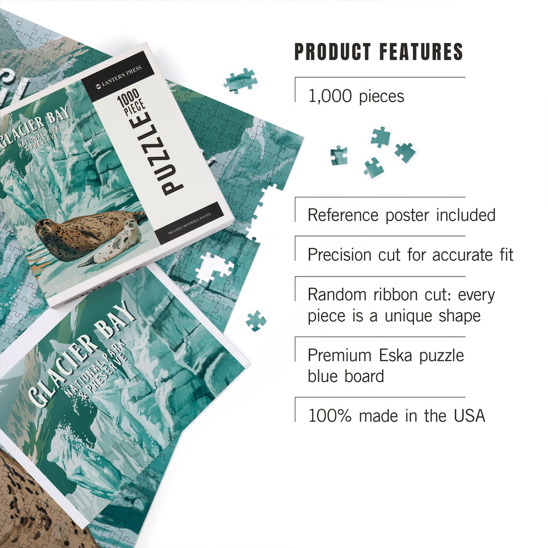 Glacier Bay National Park and Preserve, Alaska, Painterly National Park Series, 1000 Piece Jigsaw Puzzle