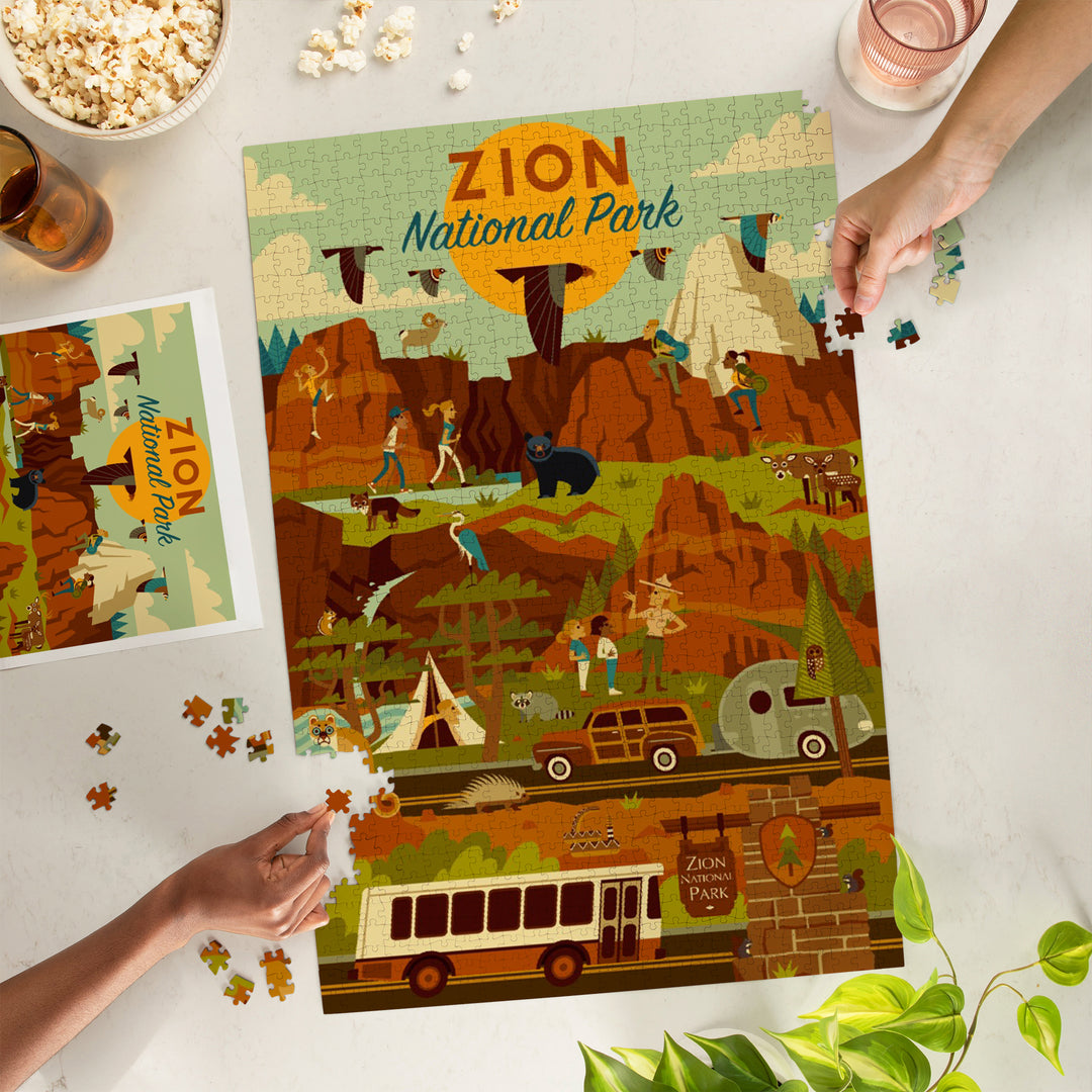 Zion National Park, Geometric National Park Series, Jigsaw Puzzle
