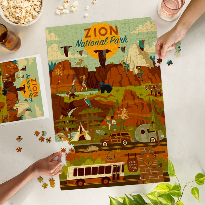 Zion National Park, Geometric National Park Series, Jigsaw Puzzle