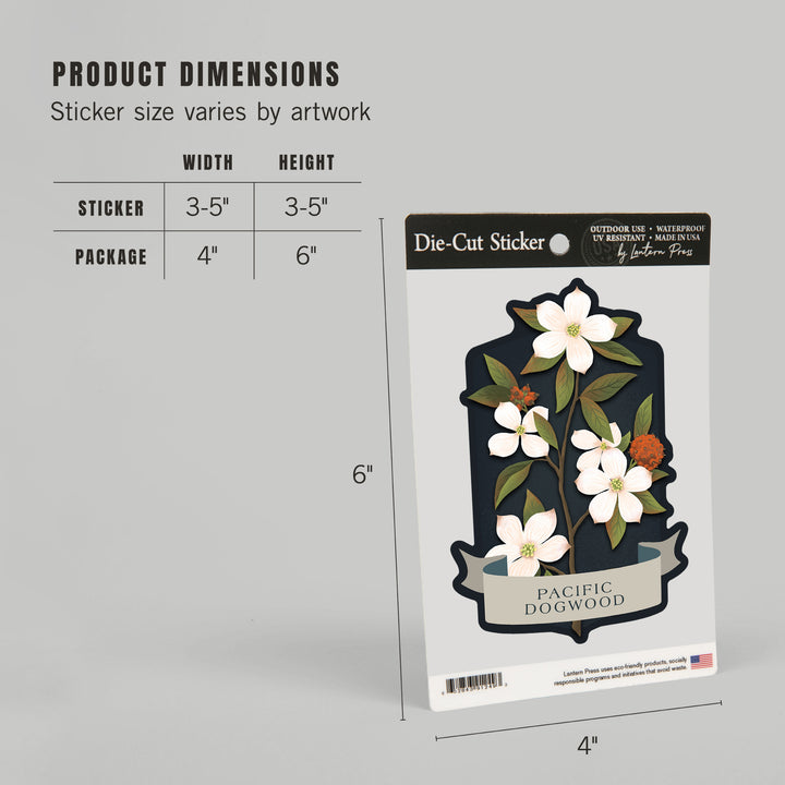 Vintage Flora Noir, Pacific Dogwood, Vinyl Sticker