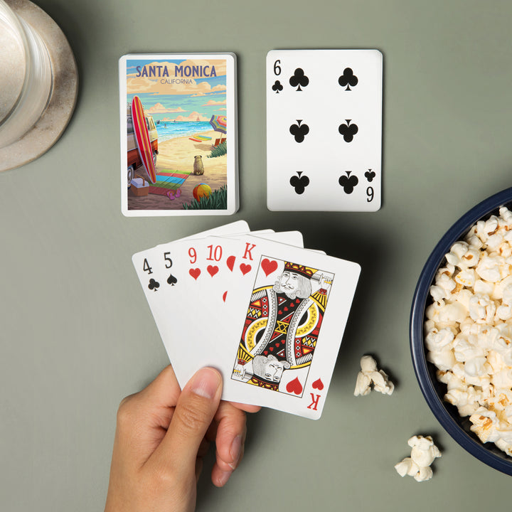 Playing Cards, Santa Monica, California, Sand N Surf, 52 Card Deck with Jokers in Box, Unique Art