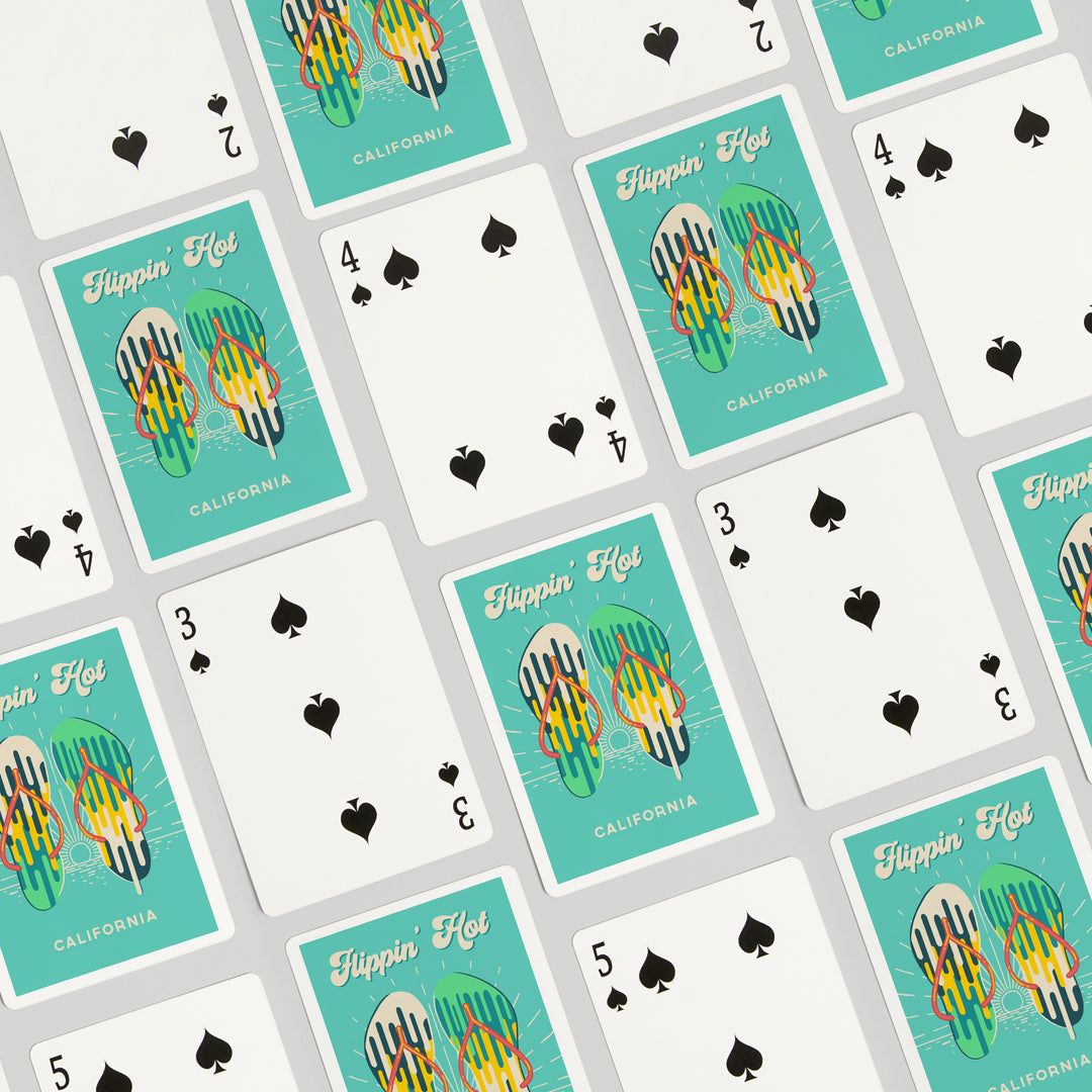 Playing Cards, California, Sweet Relief Collection, Flip Flops, Flippin Hot, 52 Card Deck with Jokers in Box, Unique Art