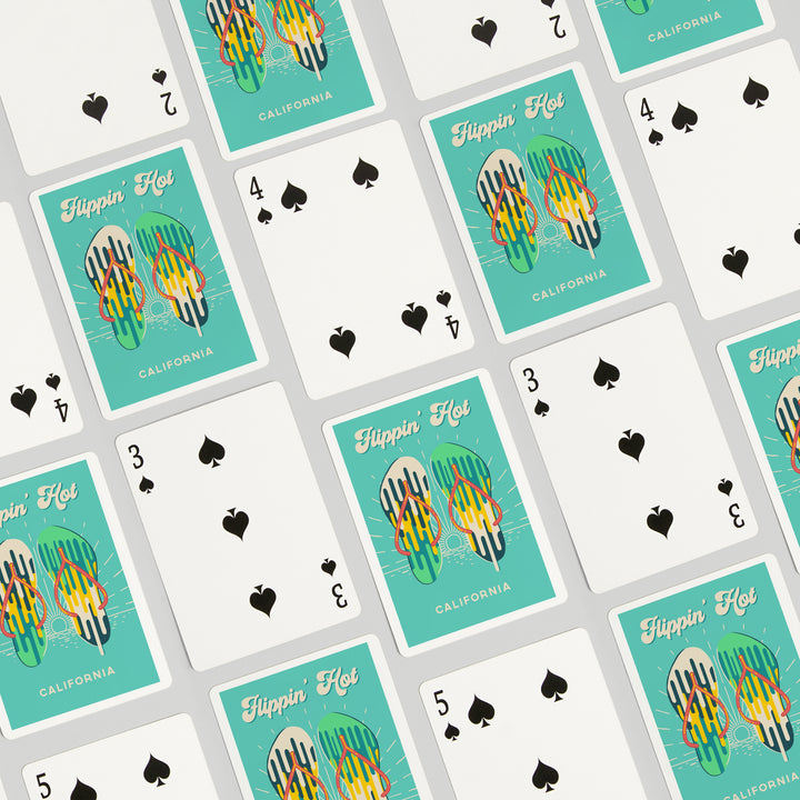 Playing Cards, California, Sweet Relief Collection, Flip Flops, Flippin Hot, 52 Card Deck with Jokers in Box, Unique Art