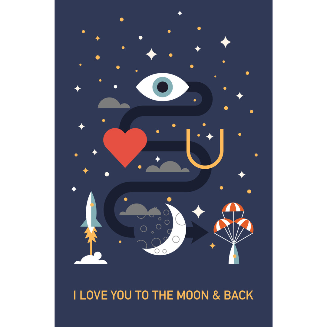 Equations and Emojis Collection, I Love You To The Moon And Back, Stretched Canvas