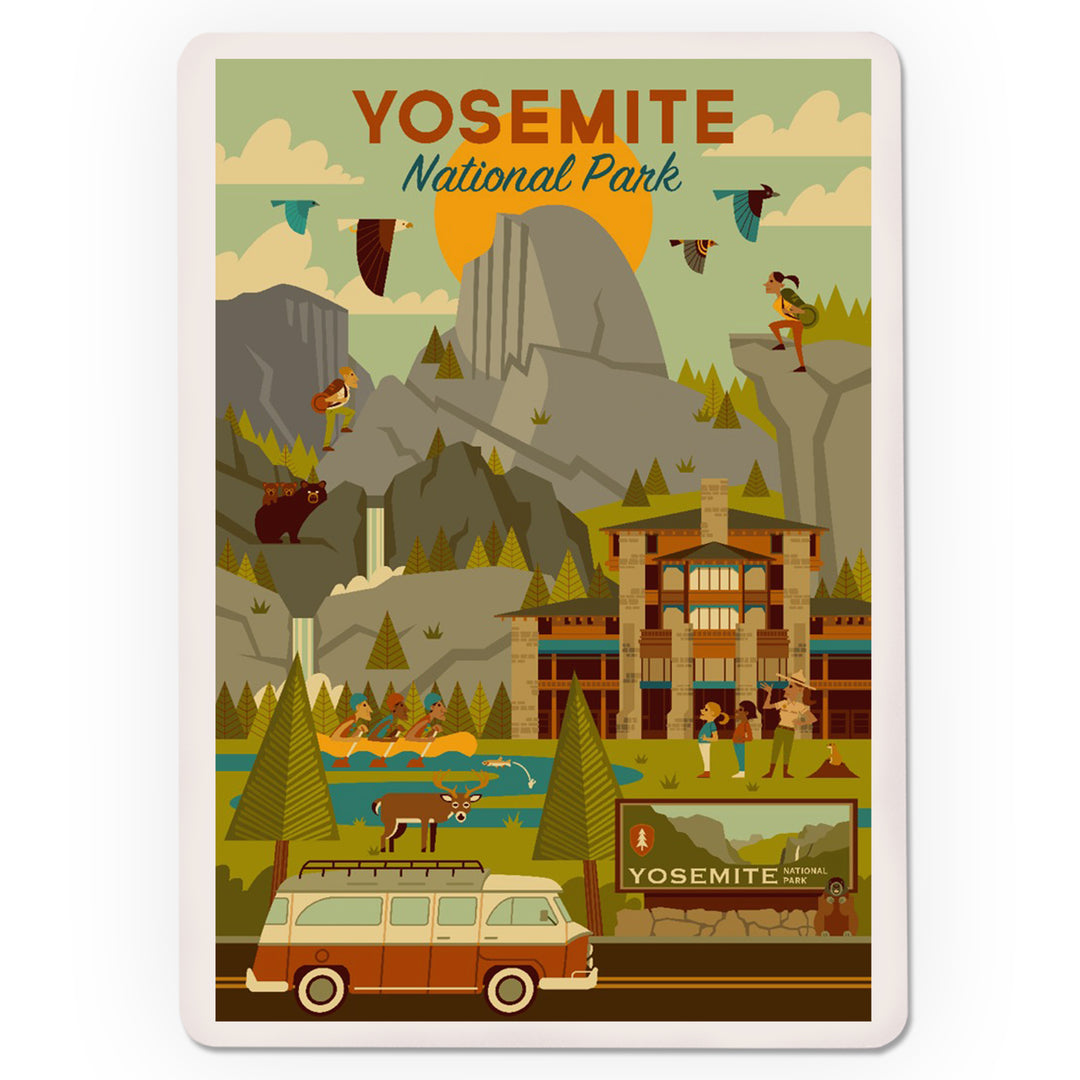 Playing Cards, Yosemite National Park, California, Half Dome, Lodge, Geometric, 52 Card Deck with Jokers in Box, Unique Art