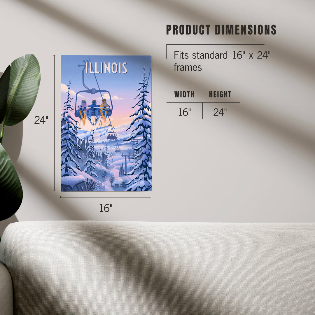 Illinois, Chill on the Uphill, Ski Lift, Art & Giclee Prints - Lantern Press