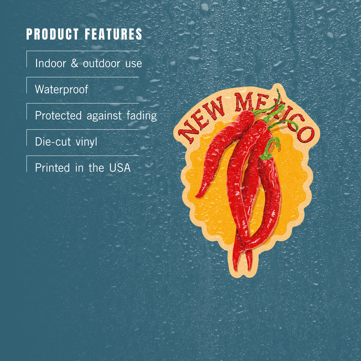 New Mexico, Red Chiles, Letterpress, Contour, Lantern Press Artwork, Vinyl Sticker