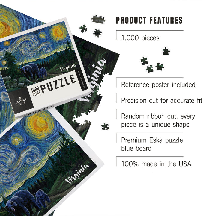 Virginia, Starry Night, Bear and Cub, Jigsaw Puzzle