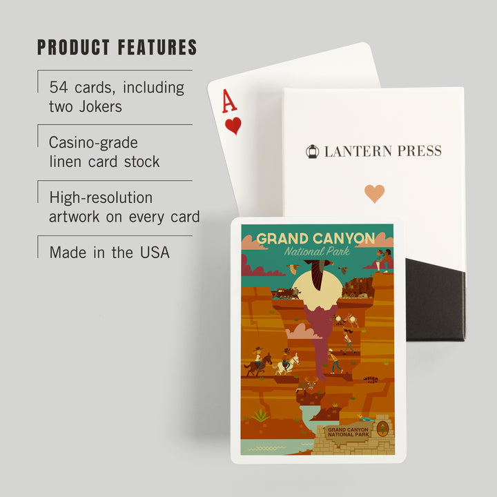 Playing Cards, Grand Canyon National Park, Arizona, Geometric National Park Series, 52 Card Deck with Jokers in Box, Unique Art