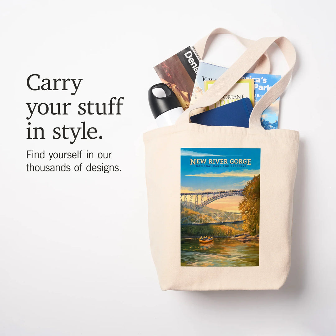 New River Gorge National Park and Preserve, Oil Painting, Tote Bag