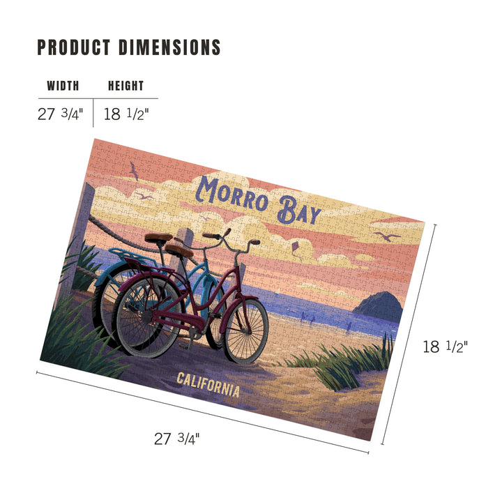 Morro Bay, California, Painterly, The Beach Is Calling, Beach Bikes, 1000 Piece Jigsaw Puzzle