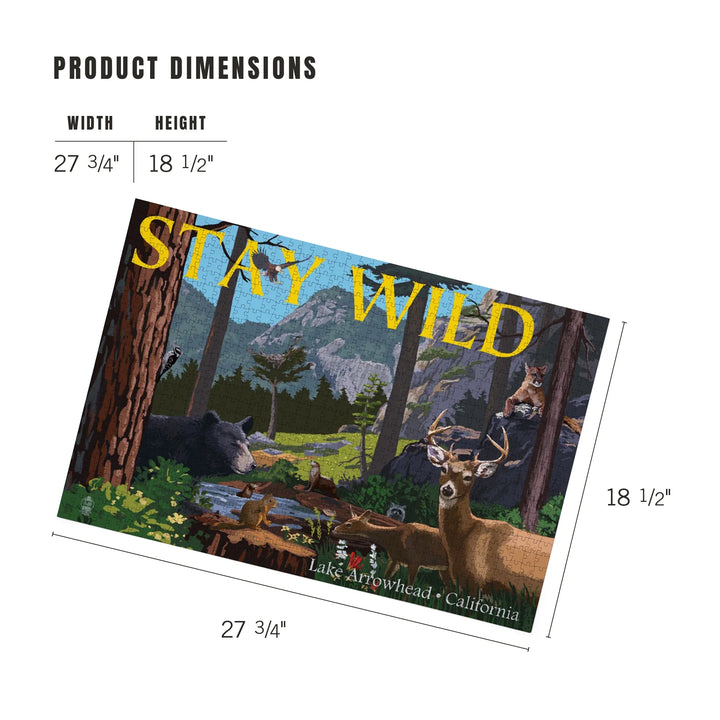 Lake Arrowhead, California, Stay Wild, National Park WPA Sentiment, 1000 Piece Jigsaw Puzzle