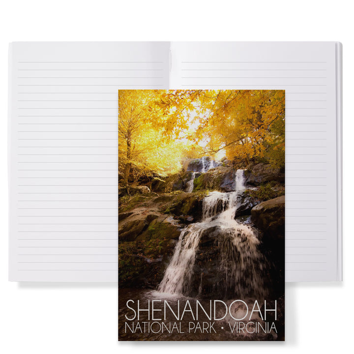 Lined 6x9 Journal, Shenandoah National Park, Virginia, Waterfall in Autumn, Lay Flat, 193 Pages, FSC paper
