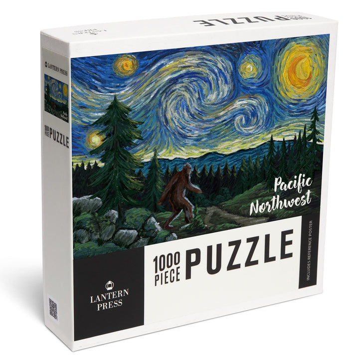 Pacific Northwest, Starry Night, Bigfoot, Jigsaw Puzzle