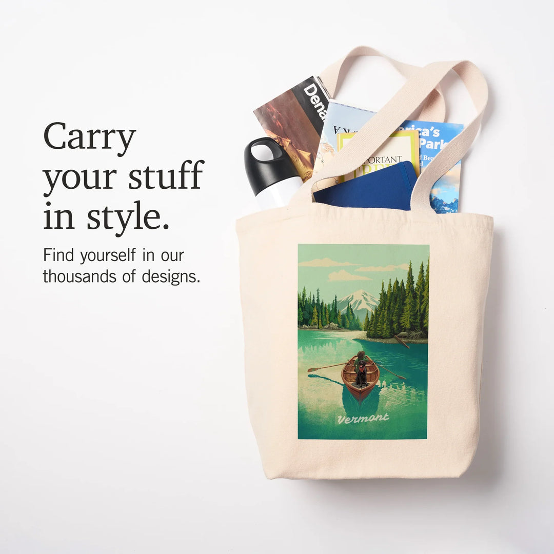 Vermont, Get Outside, Quiet Explorer, Boating, Mountain, Tote Bag