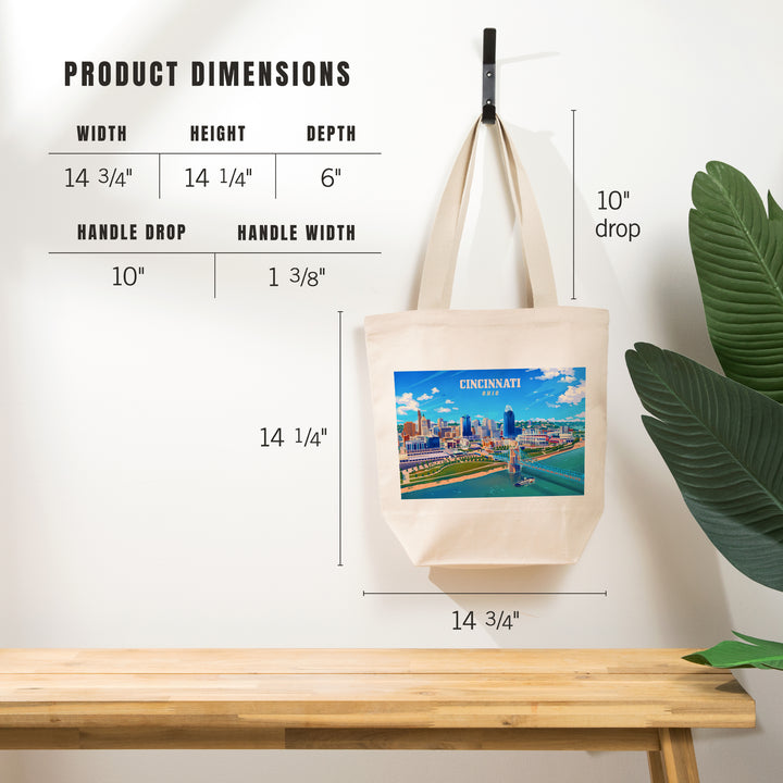 Cincinnati, Ohio, Lithograph City Series, Tote Bag
