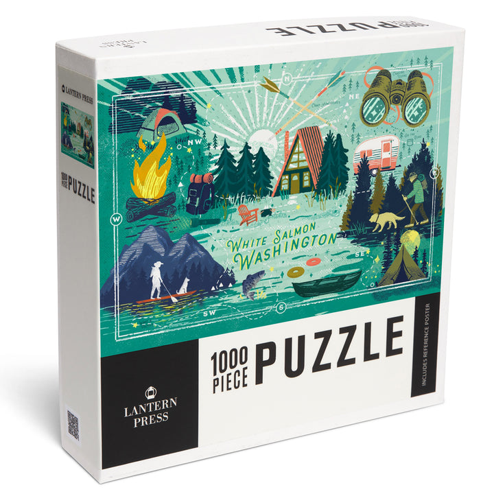 White Salmon, Washington, Lake Life Series, Collage, Landscape With Mountain, 1000 Piece Jigsaw Puzzle