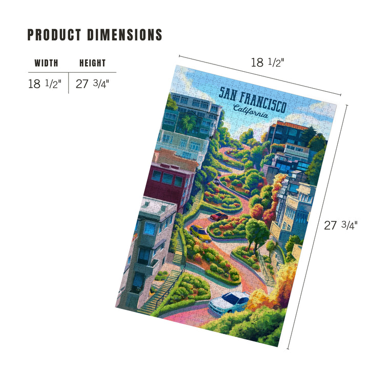 San Francisco, California, Lombard Street, Oil, 1000 Piece Jigsaw Puzzle