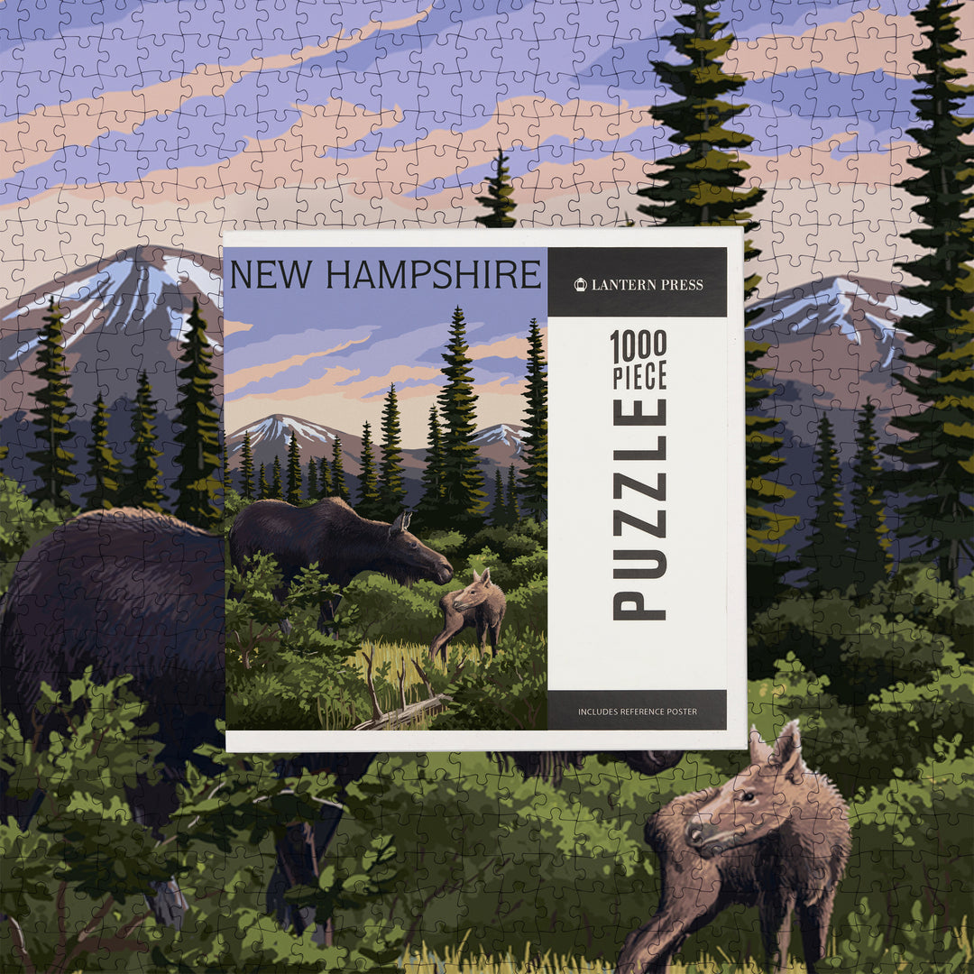 New Hampshire, Moose and Calf, Jigsaw Puzzle