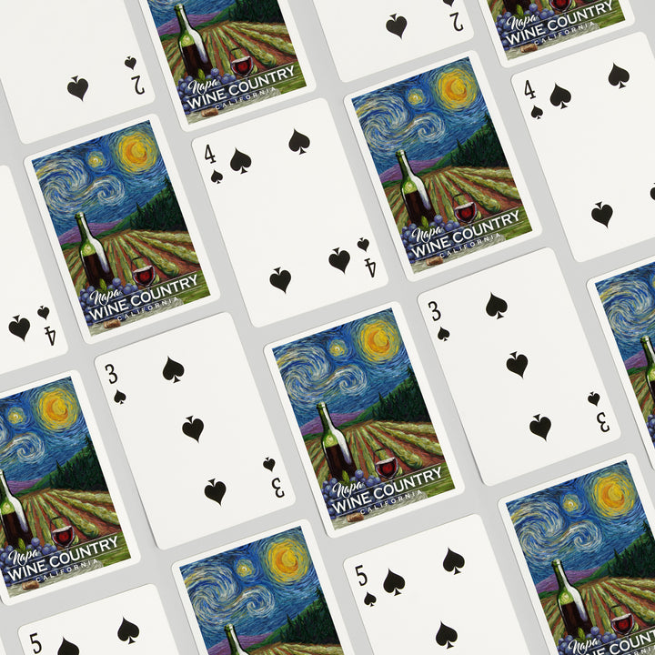 Playing Cards, Napa, California, Wine Country, Vineyard, Starry Night, 52 Card Deck with Jokers in Box, Unique Art
