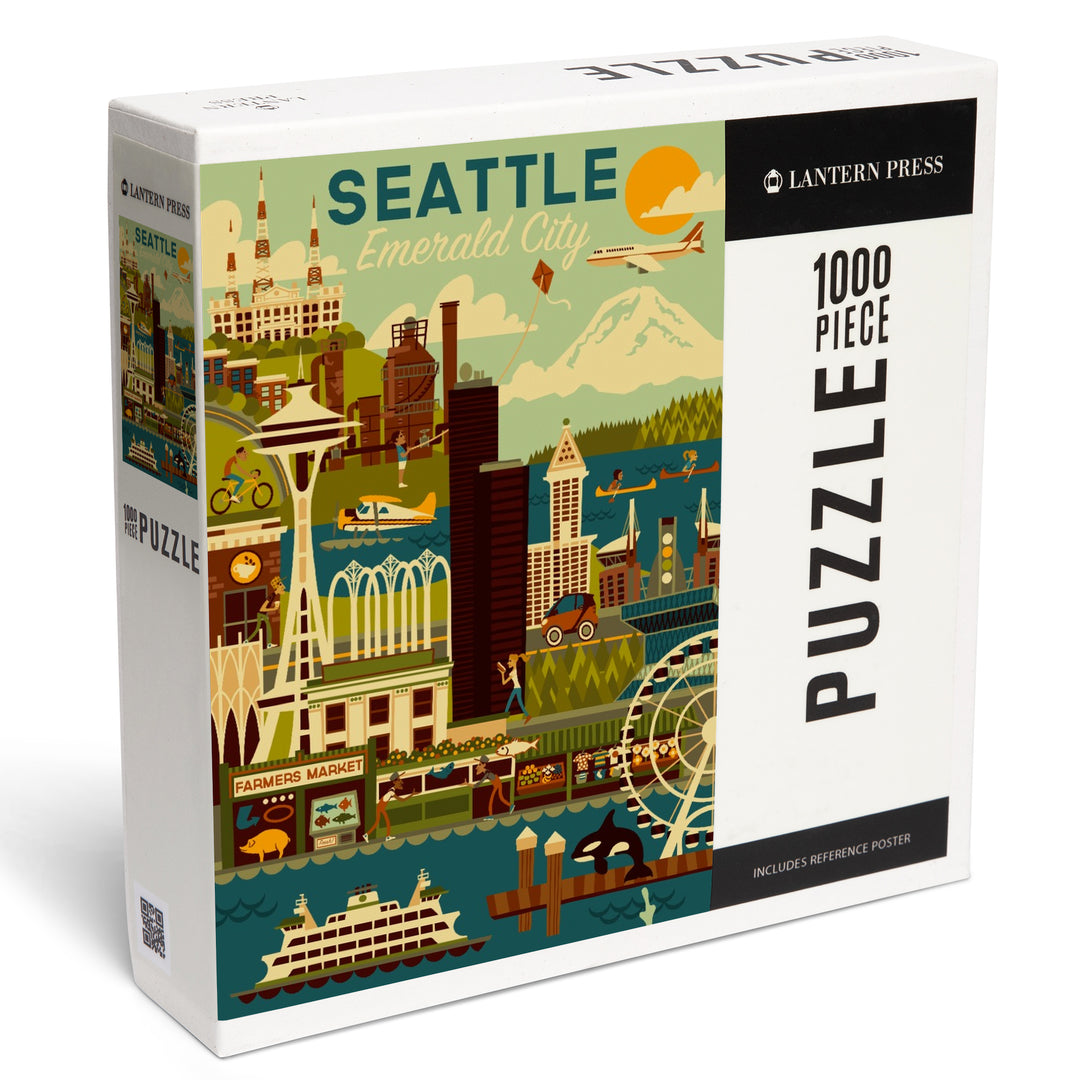 Seattle, Washington, Geometric, 1000 Piece Jigsaw Puzzle