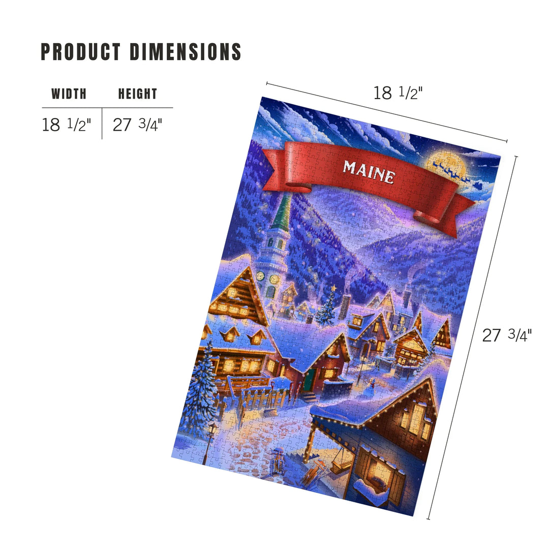 Maine, Sleepy Winter Christmas Village, 1000 Piece Jigsaw Puzzle