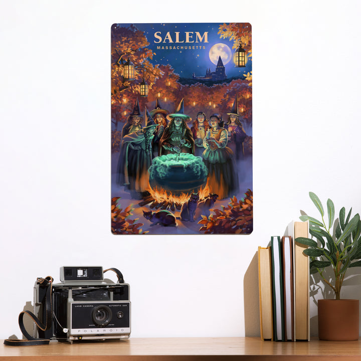 Salem, Massachusetts, Oil Painting, Witch's, 12x18 Metal Sign