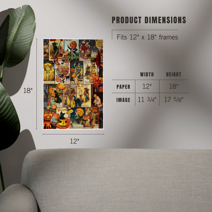 Vintage Halloween Postcard Collage, Art & Giclee Prints