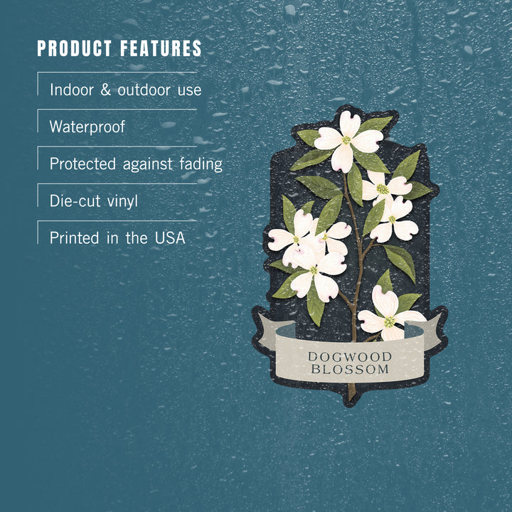 Vintage Flora Noir, Dogwood Blossom, Vinyl Sticker