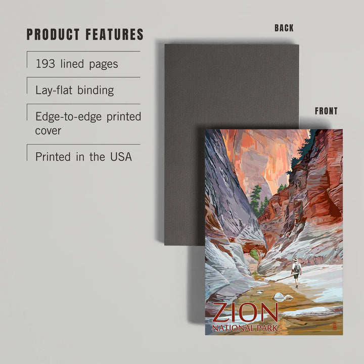 Lined 6x9 Journal, Zion National Park, Utah, Slot Canyon, Illustration, Lay Flat, 193 Pages, FSC paper