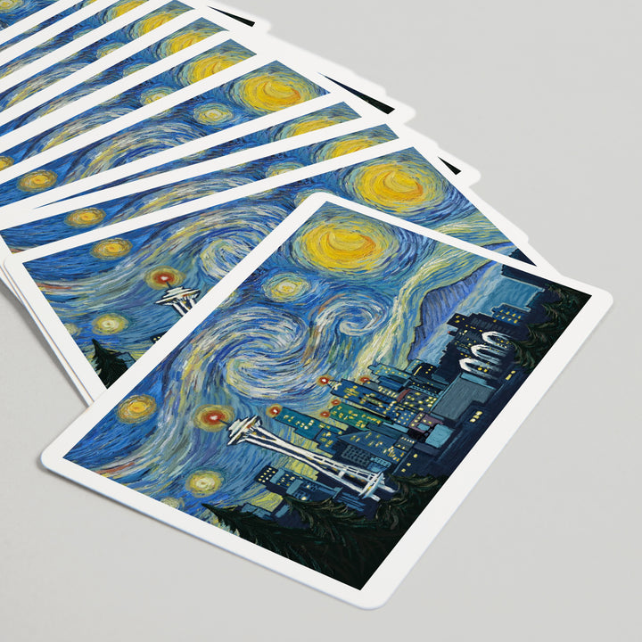 Playing Cards, Seattle, Washington, Starry Night City Series, 52 Card Deck with Jokers in Box, Unique Art