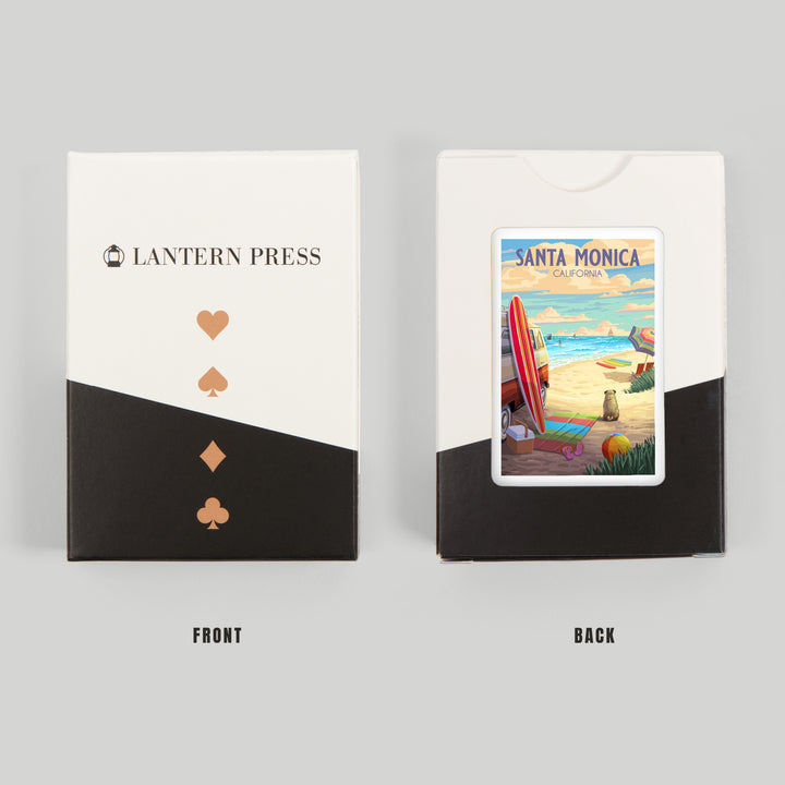 Playing Cards, Santa Monica, California, Sand N Surf, 52 Card Deck with Jokers in Box, Unique Art