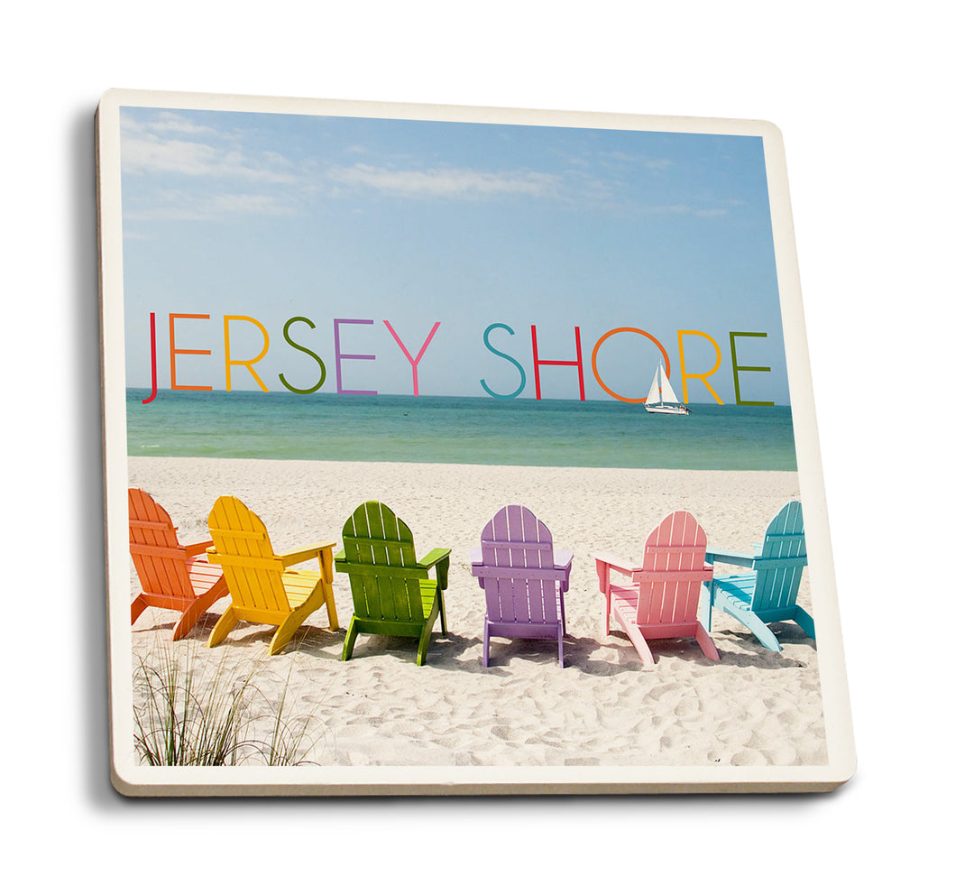 Jersey Shore, Colorful Chairs, Coaster Set