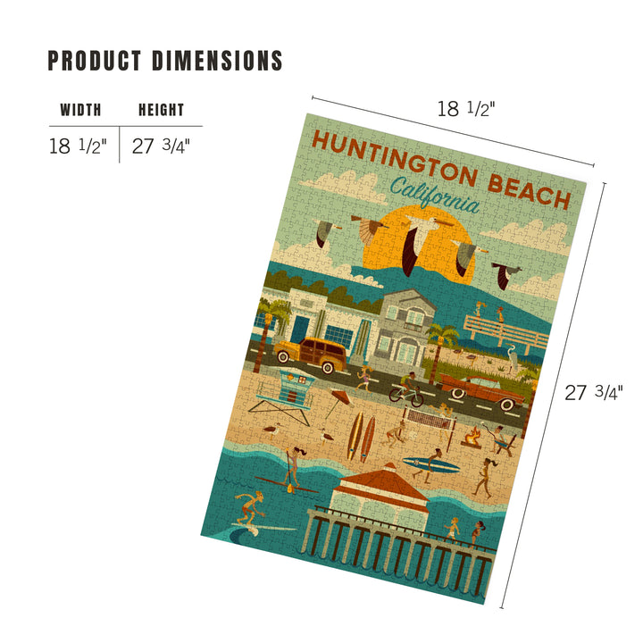 Huntington Beach, CA, Geometric City Series, 1000 Piece Jigsaw Puzzle