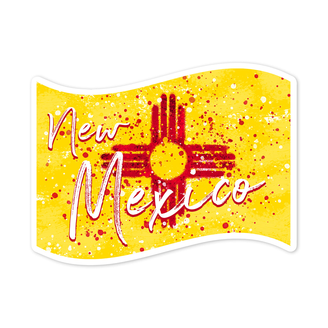 New Mexico, State Flag, Abstract Watercolor Splatter, Contour, Vinyl Sticker