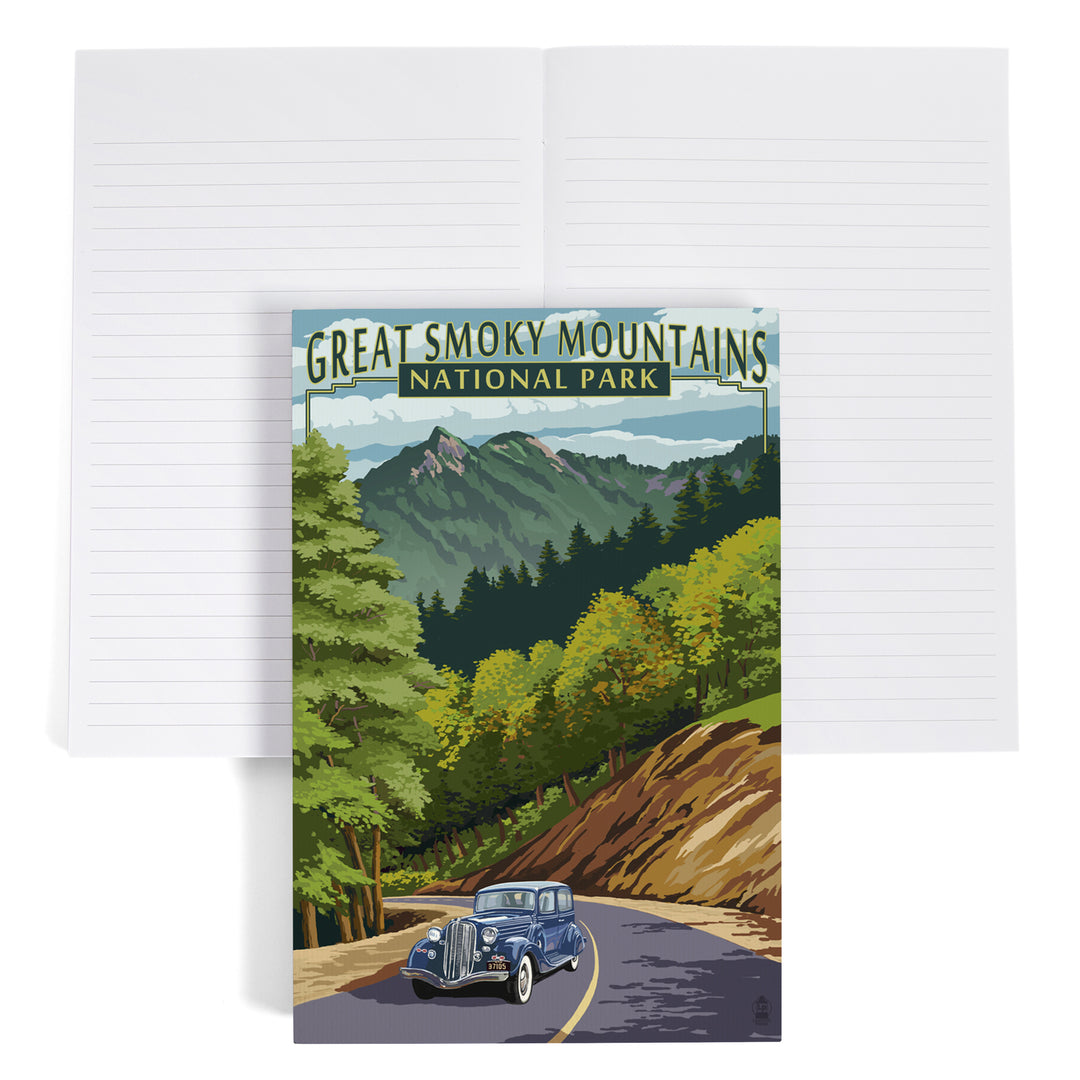 Lined 6x9 Journal, Great Smoky Mountains National Park, Tennessee, Chimney Tops and Road, Lay Flat, 193 Pages, FSC paper