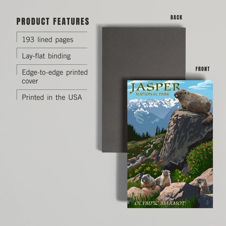 Lined 6x9 Journal, Jasper National Park, Canada, Olympic Marmots, Lay Flat, 193 Pages, FSC paper